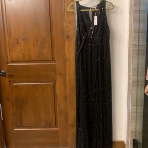 Baltic Born Black floor length dress with gold sparkles